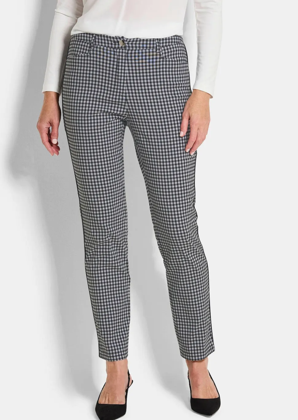Pantalon LOUISA à motif Vichy en Seersucker
