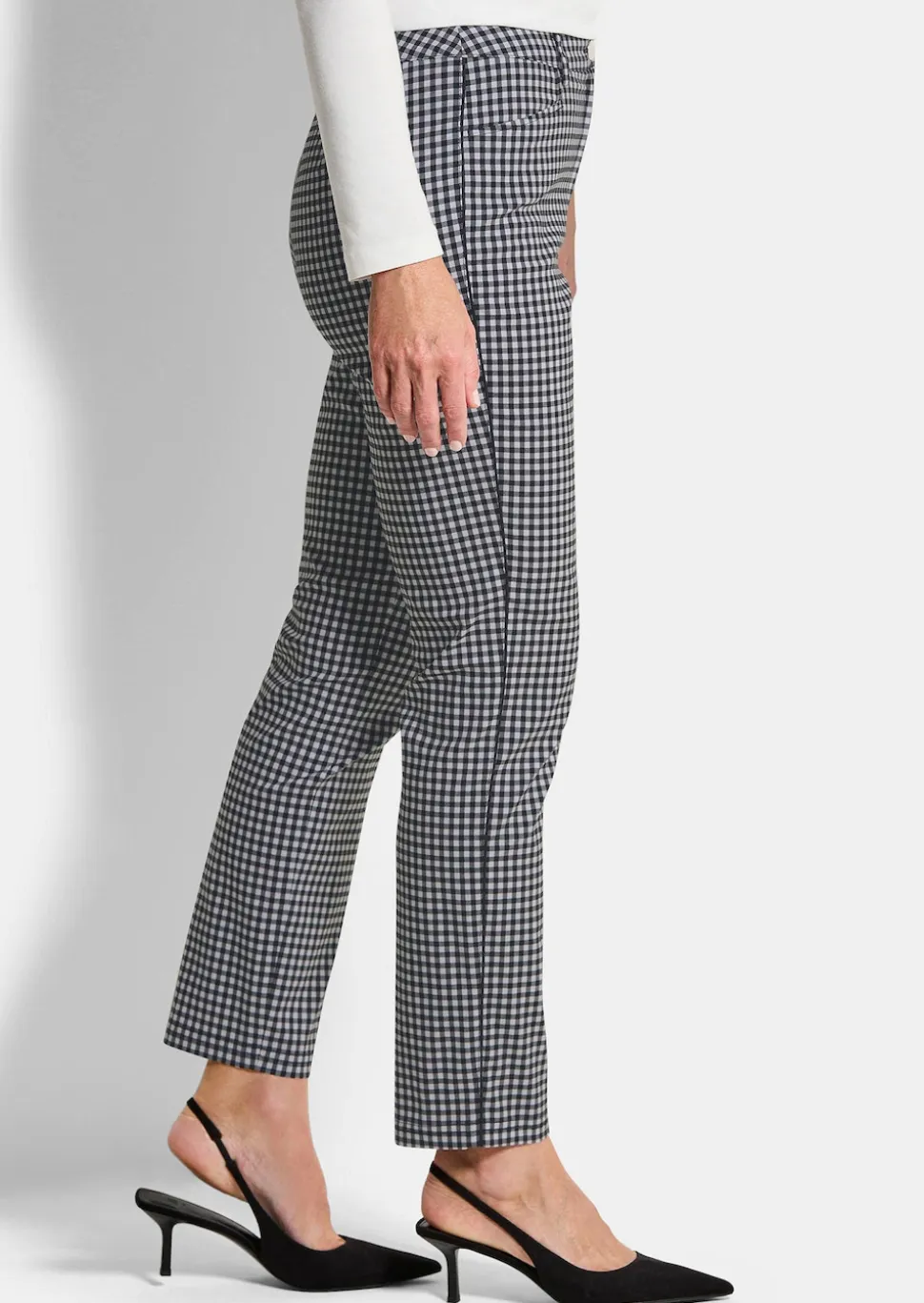 Pantalon LOUISA à motif Vichy en Seersucker