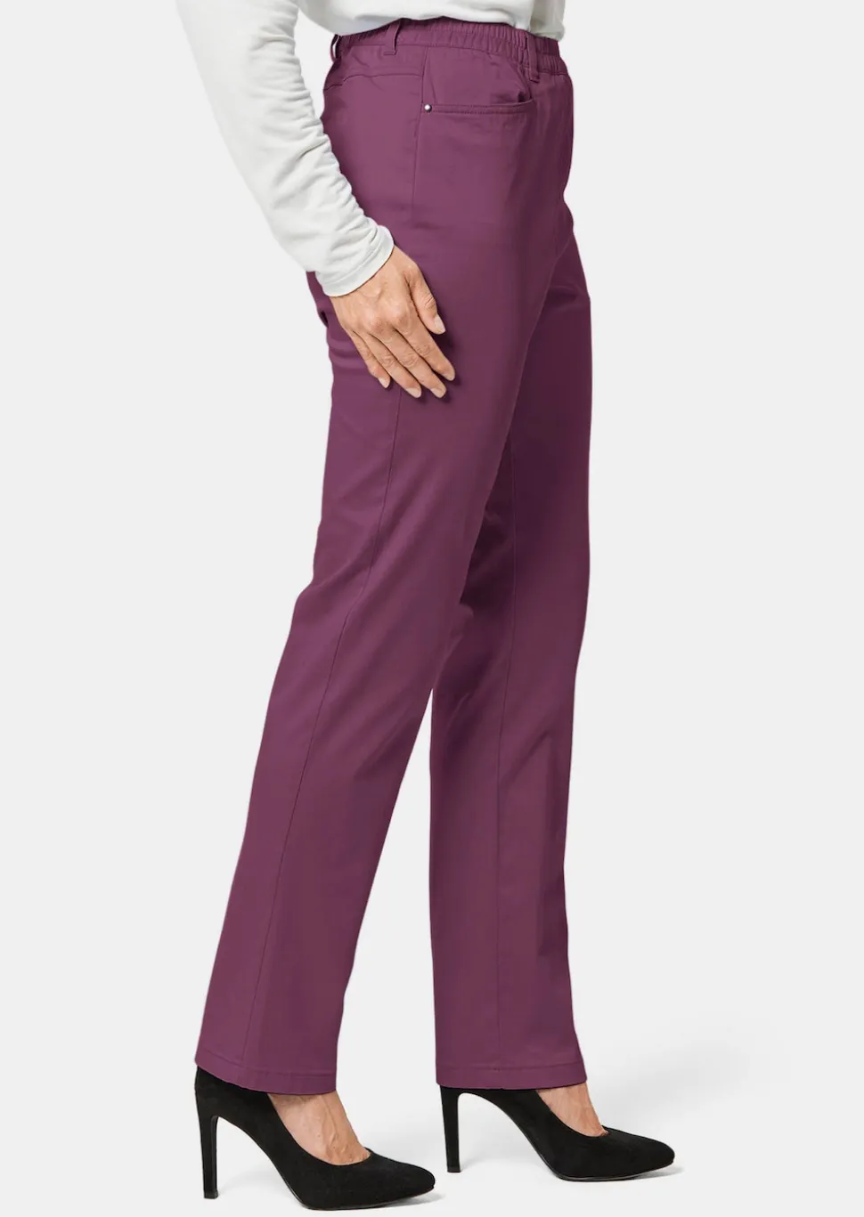 Pantalon LOUISA à taille élastique en coton satiné