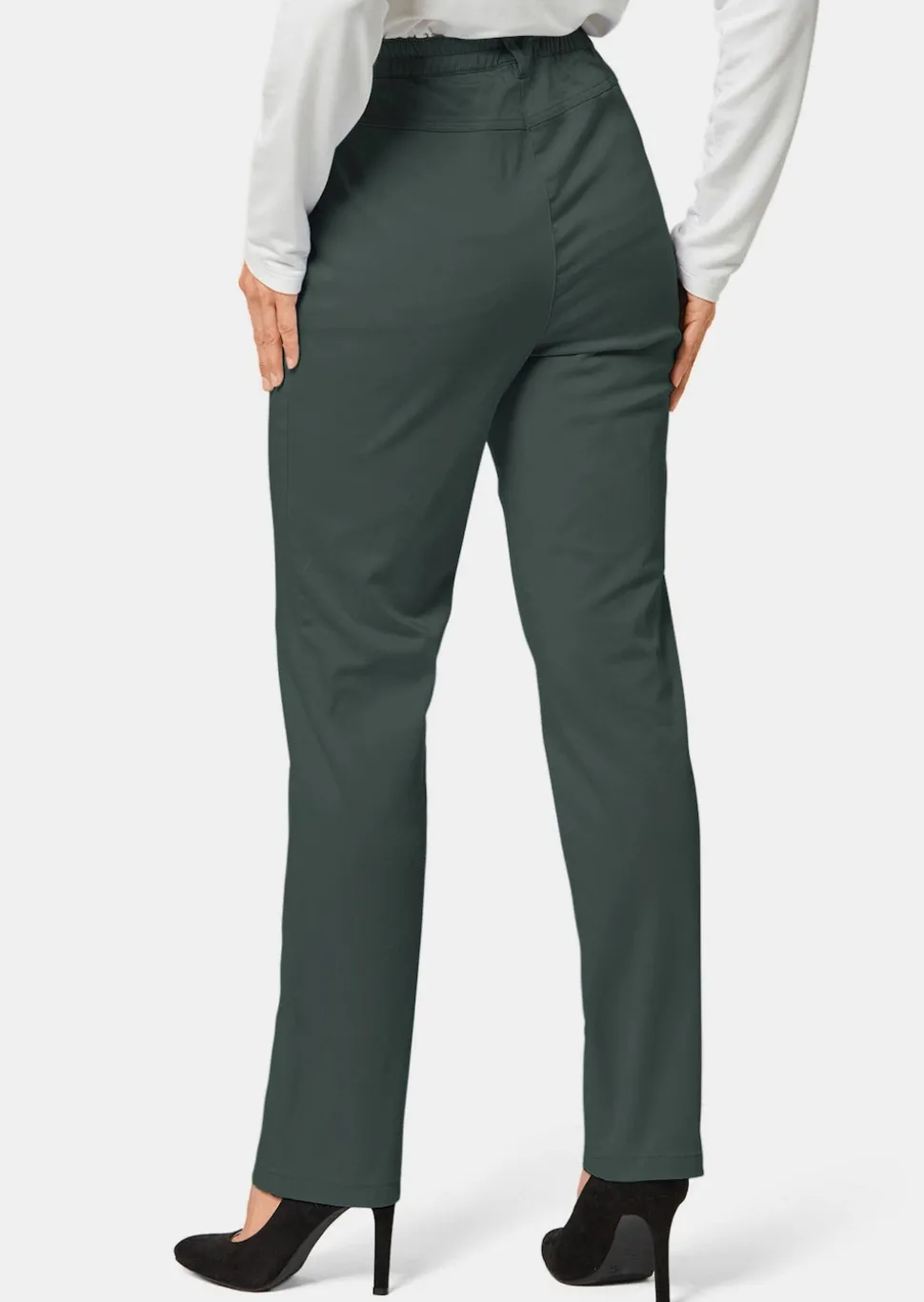 Pantalon LOUISA à taille élastique en coton satiné