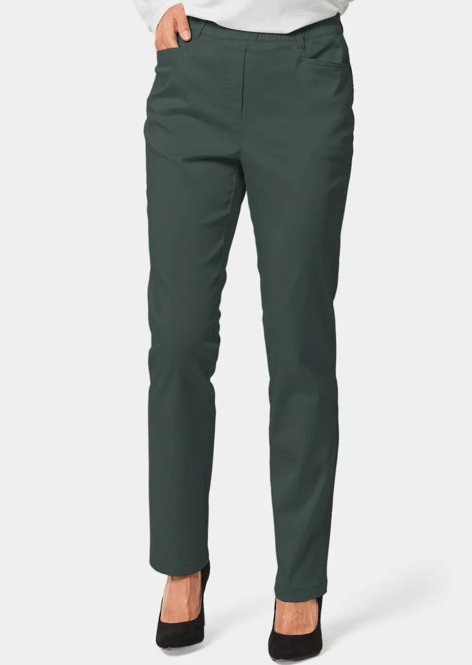 Pantalon LOUISA à taille élastique en coton satiné