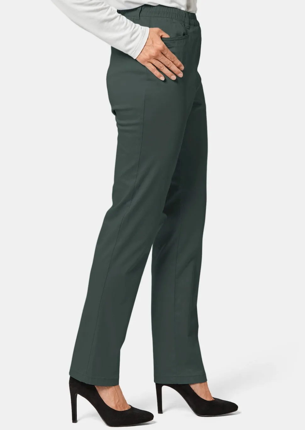 Pantalon LOUISA à taille élastique en coton satiné