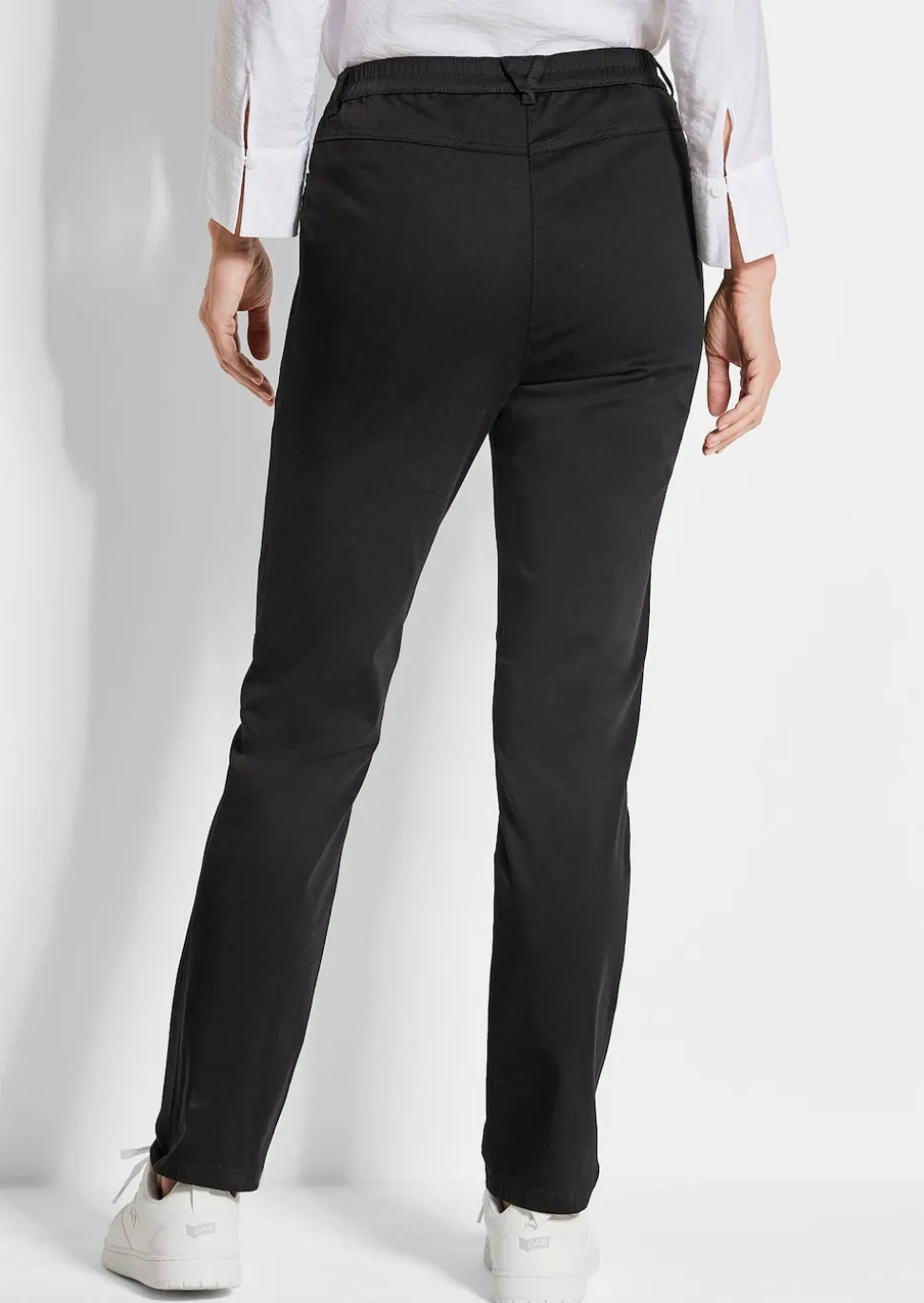 Pantalon LOUISA à taille élastique en coton satiné