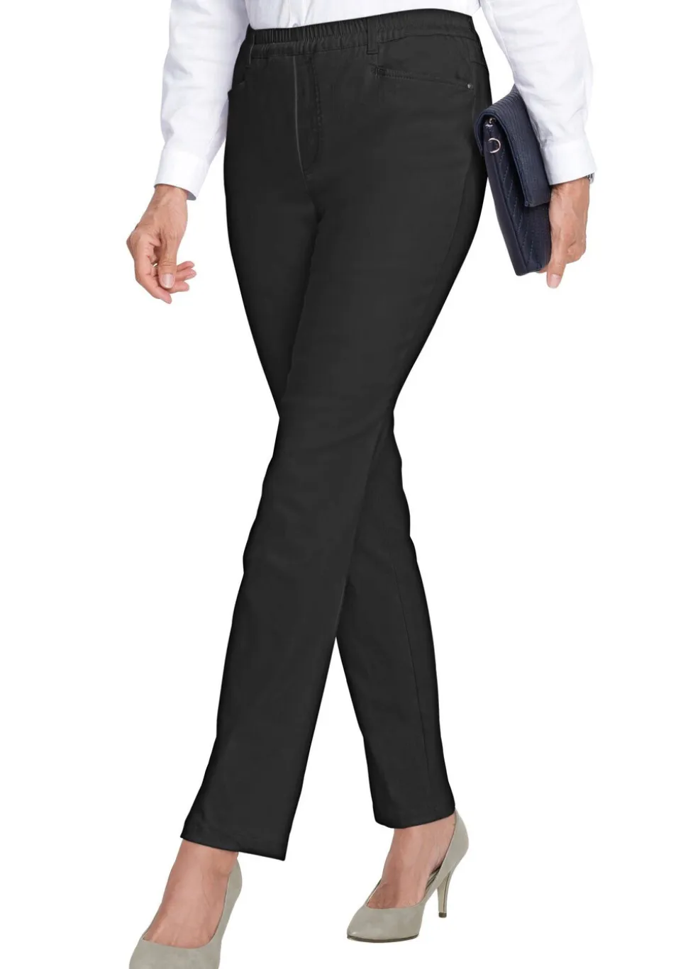Pantalon LOUISA à taille élastique en coton satiné