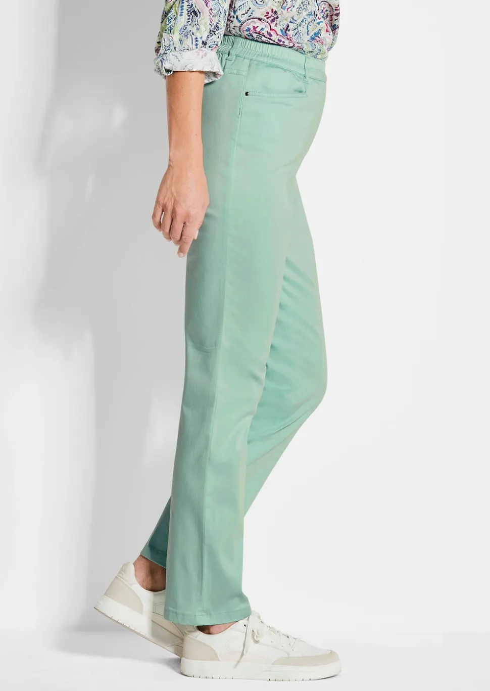 Pantalon LOUISA à taille élastique en coton satiné