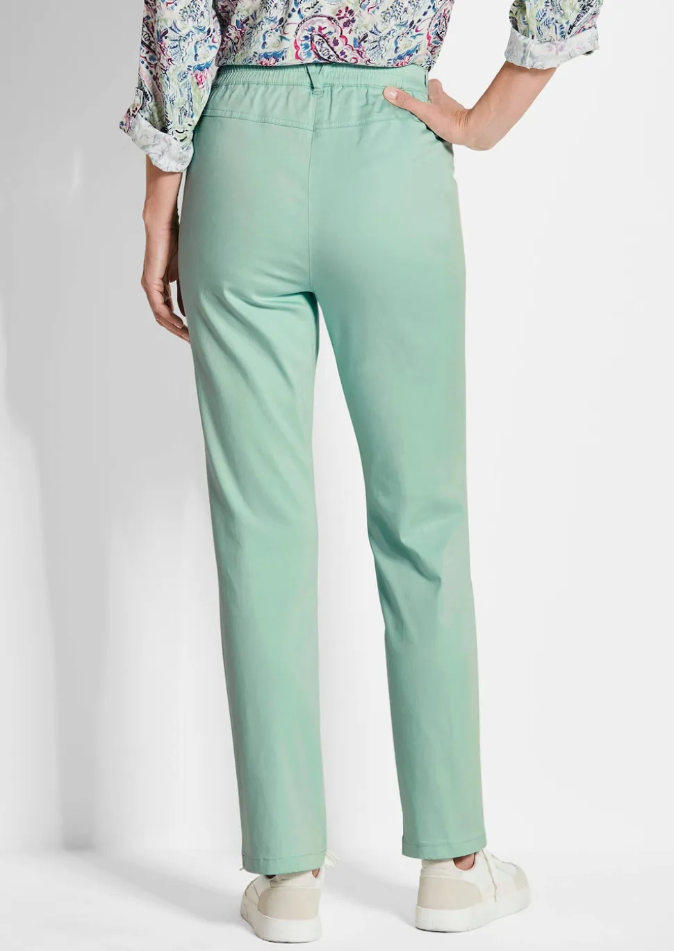 Pantalon LOUISA à taille élastique en coton satiné