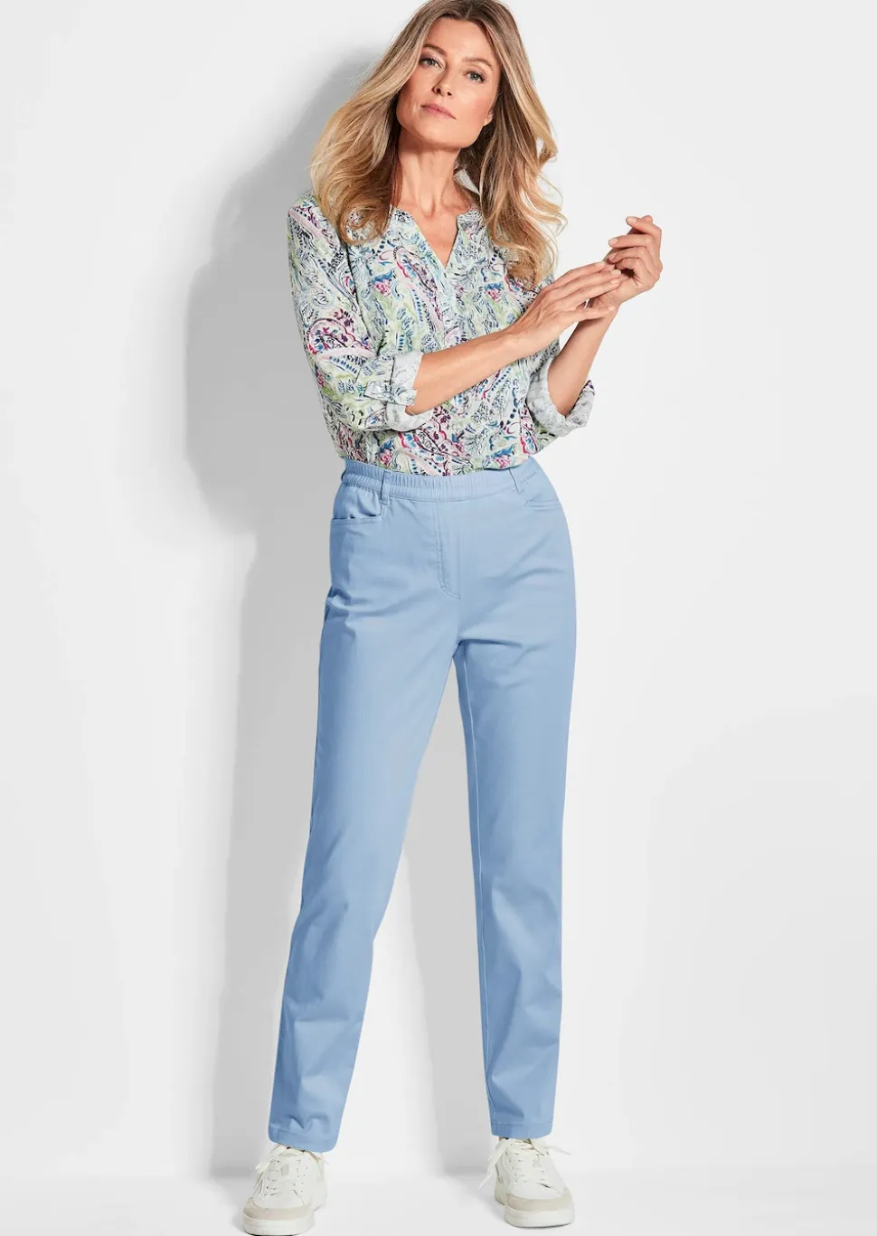 Pantalon LOUISA à taille élastique en coton satiné