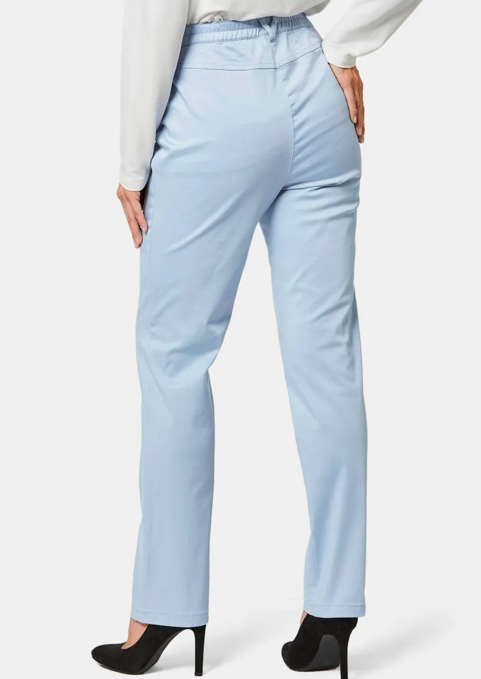 Pantalon LOUISA à taille élastique en coton satiné
