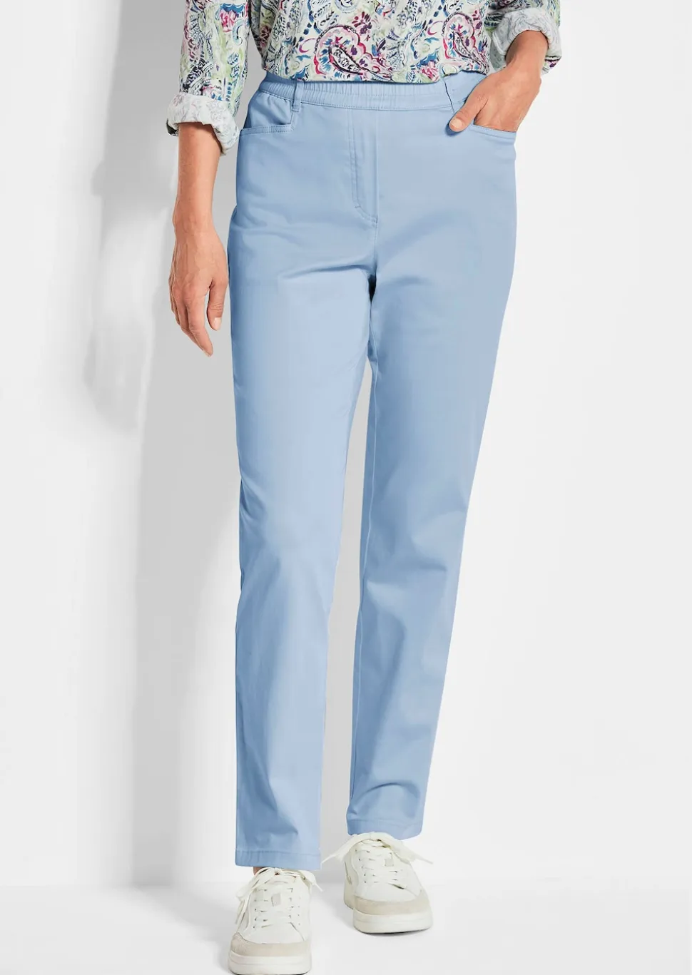 Pantalon LOUISA à taille élastique en coton satiné