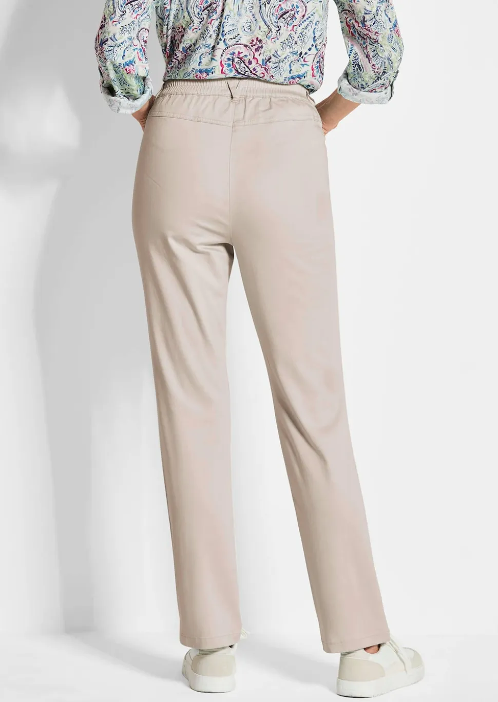 Pantalon LOUISA à taille élastique en coton satiné