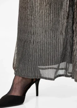 Pantalon palazzo VERA en tissu plissé brillant