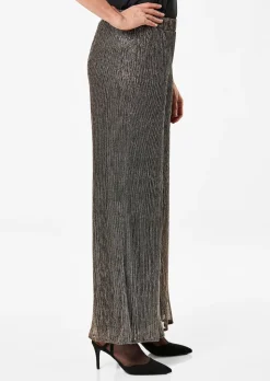 Pantalon palazzo VERA en tissu plissé brillant