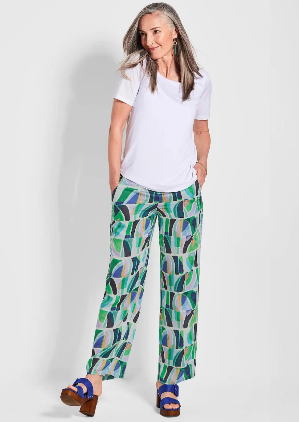 Pantalon palazzo VERA en viscose à effet climatisant
