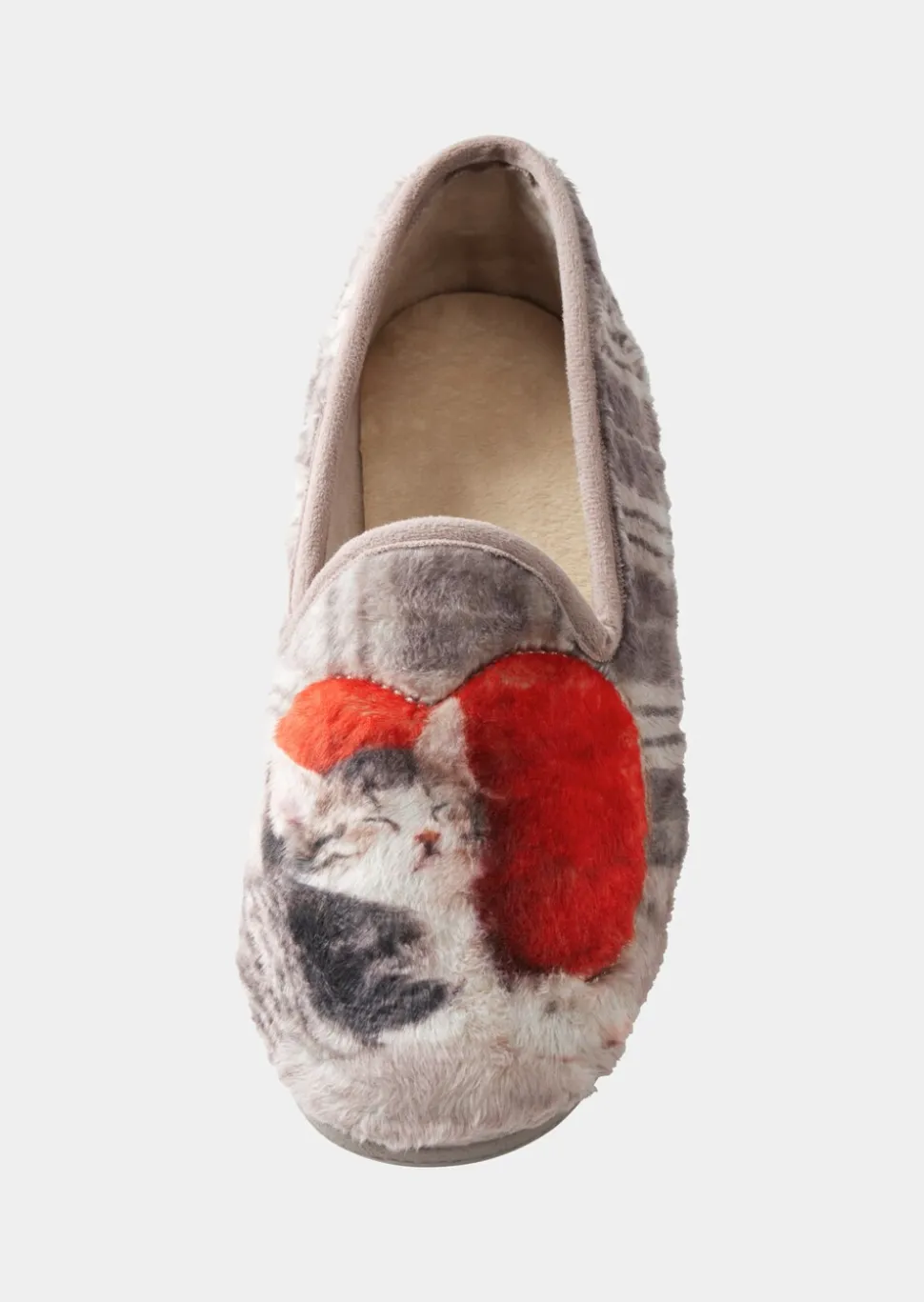 Pantoufles avec motif de chat.