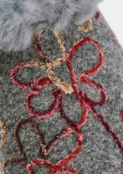 Pantoufles en feutre avec doublure en peau d’agneau