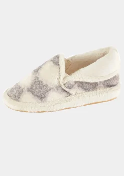 Pantoufles en peluche avec motif losange