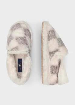 Pantoufles en peluche avec motif losange