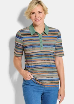 Polo à rayures en jersey de viscose