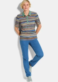 Polo à rayures en jersey de viscose