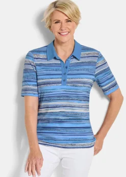 Polo à rayures en jersey de viscose