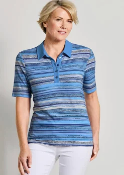 Polo à rayures en jersey de viscose