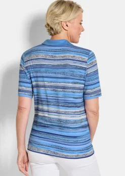 Polo à rayures en jersey de viscose