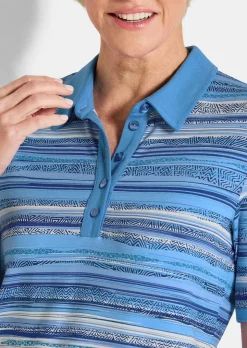 Polo à rayures en jersey de viscose