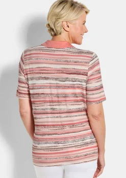 Polo à rayures en jersey de viscose
