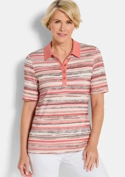 Polo à rayures en jersey de viscose