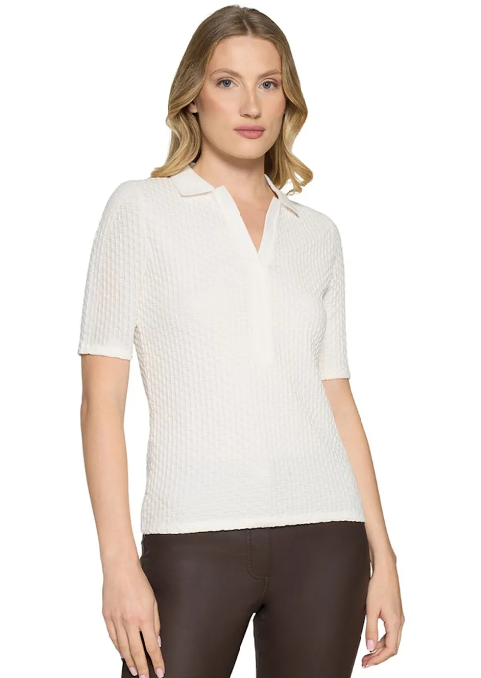 Polo structuré avec col en tricot