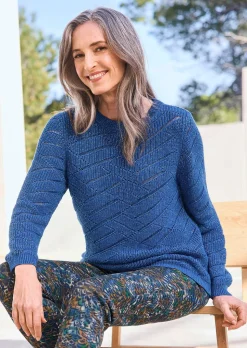 Pull en maille ajourée et tricot côtelé