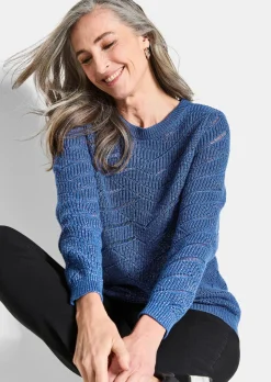 Pull en maille ajourée et tricot côtelé