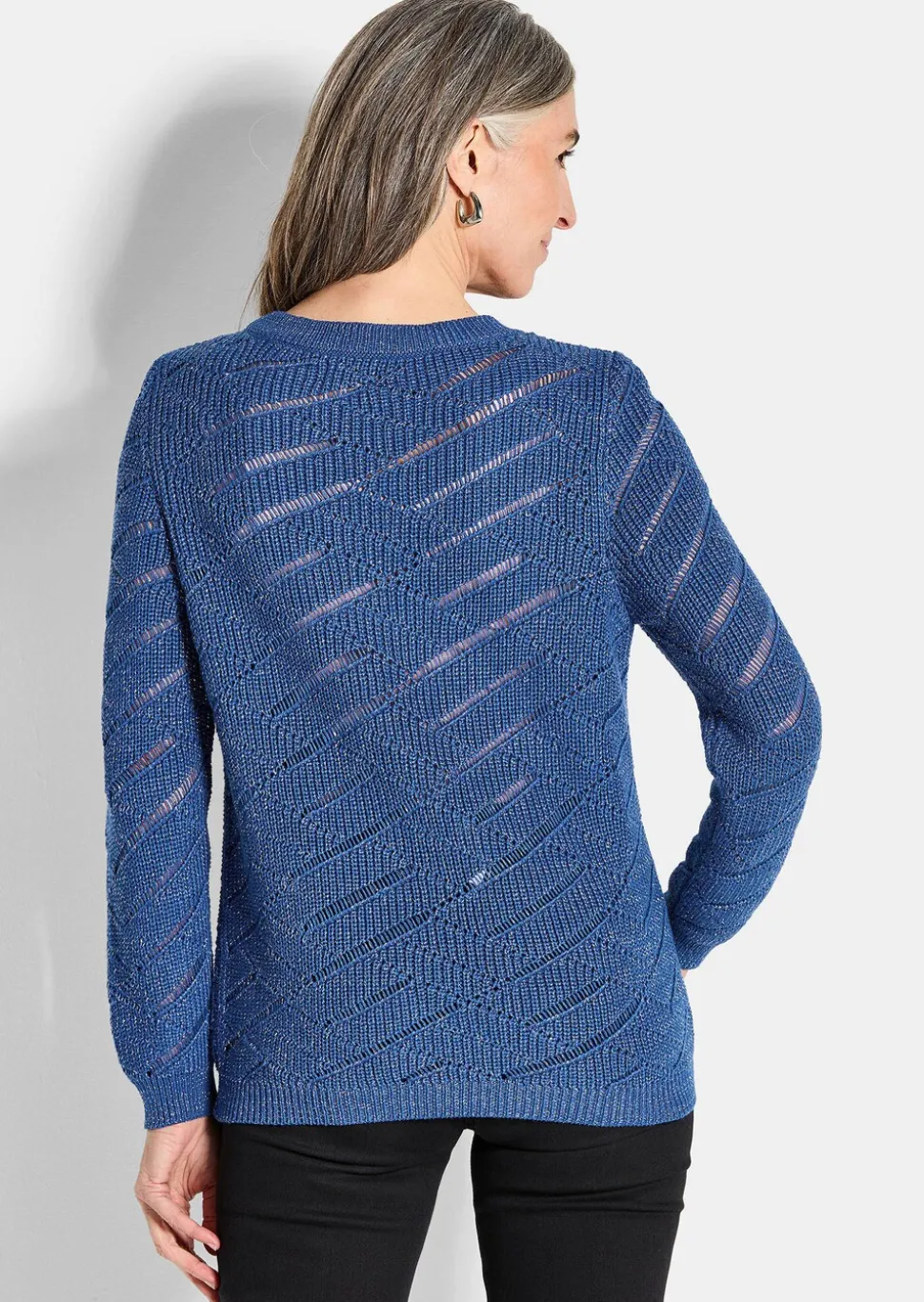 Pull en maille ajourée et tricot côtelé