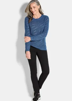 Pull en maille ajourée et tricot côtelé