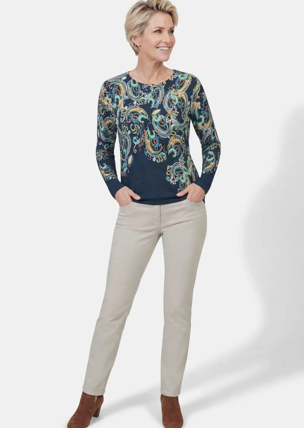 Pull en maille fine à motif cachemire