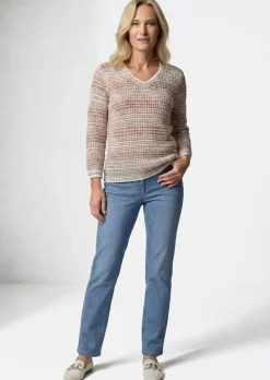 Pull en maille structurée, avec encolure en V