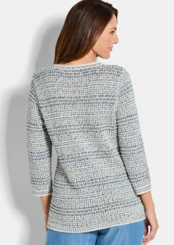 Pull en maille structurée, avec encolure en V