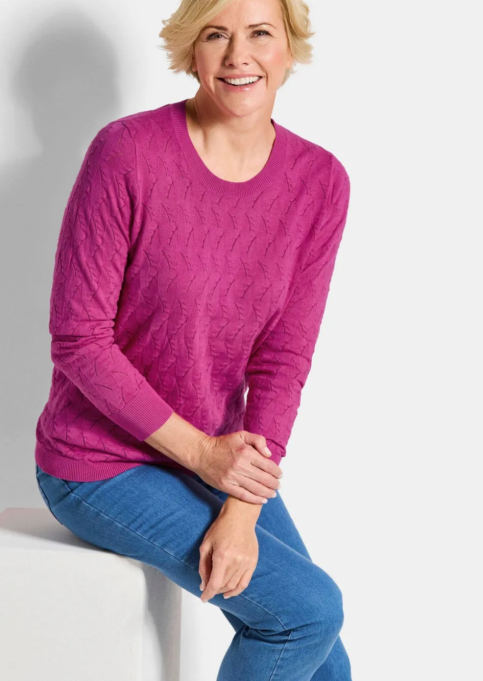 Pull en tricot avec motif torsadé en zigzag