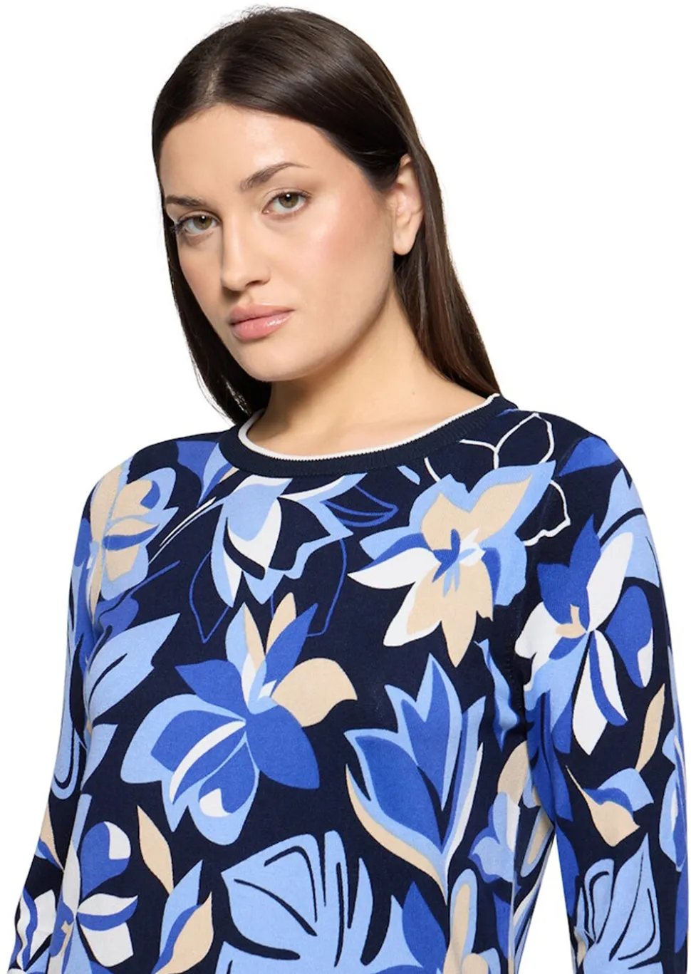 Pull en tricot fin avec imprimé de rayures et de fleurs