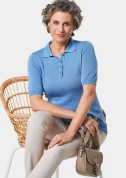 Pull en tricot à manches courtes et col chemisier
