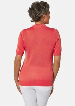 Pull en tricot à manches courtes et col chemisier