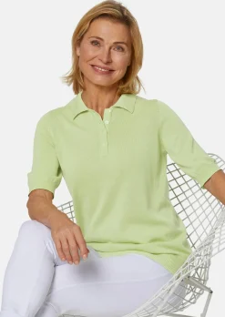 Pull en tricot à manches courtes et col chemisier