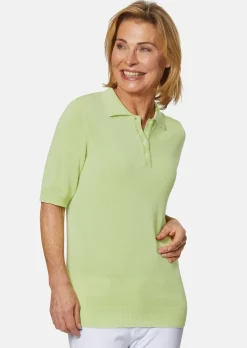 Pull en tricot à manches courtes et col chemisier