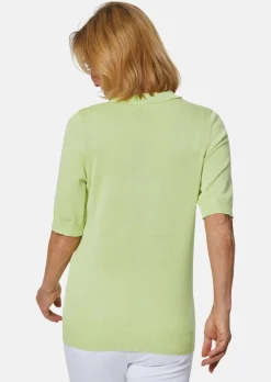 Pull en tricot à manches courtes et col chemisier
