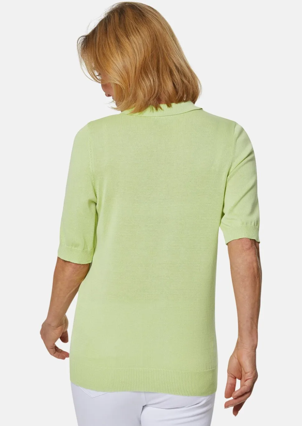 Pull en tricot à manches courtes et col chemisier