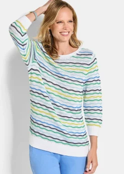 Pull en tricot à motif ondulé facile d'entretien