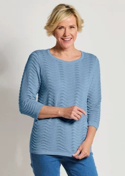 Pull en tricot structuré, à motif ondulé