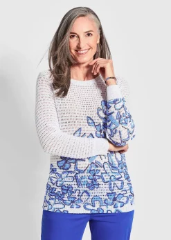 Pull imprimé avec motif ajouré