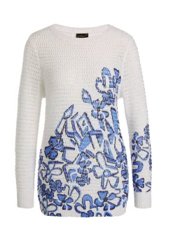 Pull imprimé avec motif ajouré