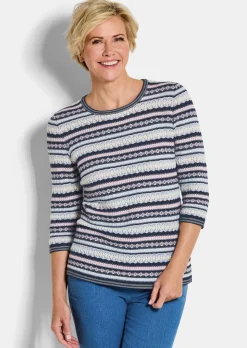 Pull jacquard à rayures